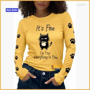 Soft Crewneck Long Sleeve T-Shirt, Regular Fit, Polyester Blend, Casual Graphic